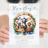 It's A Boy Cute Animal Noah's Ark Baby Shower