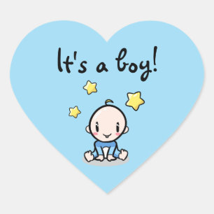 It's a boy!, cute baby boy, heart-shaped sticker