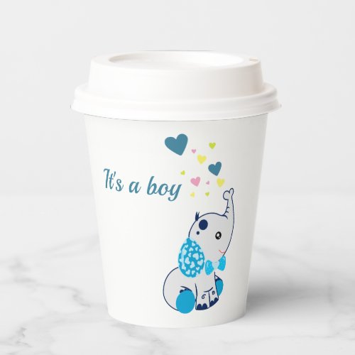 Its a Boy Cute Baby Elephant  Paper Cups