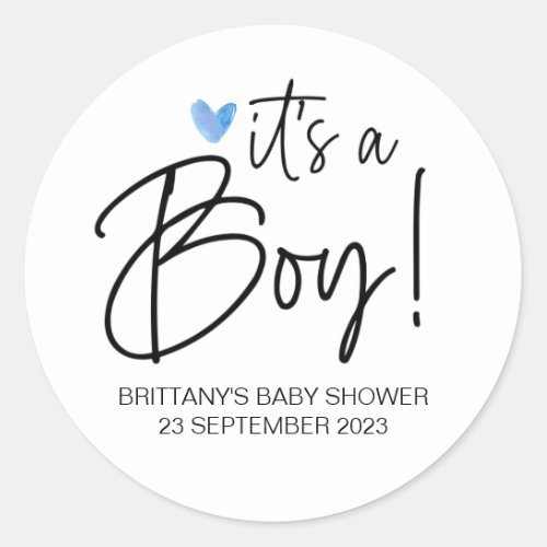 Its a Boy Cute Baby Shower Favor Thank You Classic Round Sticker