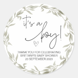 It's a Boy Cute Baby Shower Party Favor Classic Classic Round Sticker