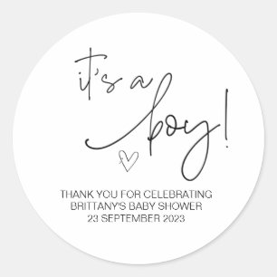 It's a Boy Cute Baby Shower Party Favor Classic Round Sticker