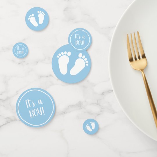 It S A Boy Cute Blue Baby Feet Baby Shower Party Confetti Zazzle Com
