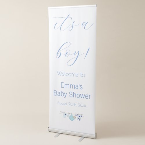 Its a Boy Cute Blue Baby Shower Reveal Welcome  Retractable Banner