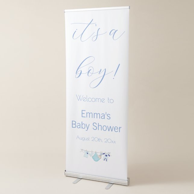 It's a Boy Cute Blue Baby Shower Reveal Welcome  Retractable Banner (3/4)