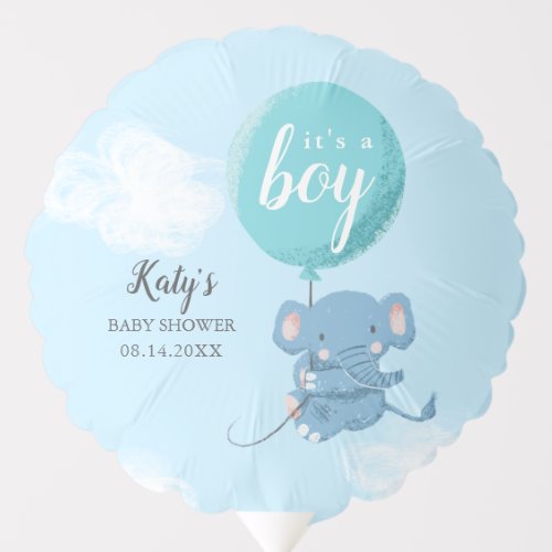 Its A Boy Cute Blue Elephant Baby Shower Balloon