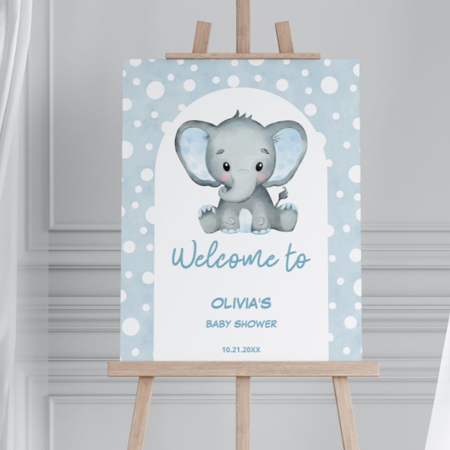 It's a Boy Cute Blue Elephant Baby Shower  Welcome Foam Board (Creator Uploaded)