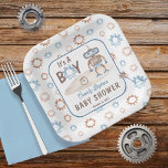 It's A Boy Cute Blue | Greige Robot Baby Shower  Paper Plates<br><div class="desc">Robot-themed "It's A Boy" Baby Shower design.  Just add Mom's name and shower date.  Composite design by Holiday Hearts Designs.</div>