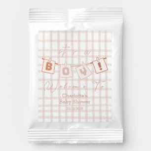It's a Boy! Cute Brown Gingham Notedry Baby Shower Lemonade Drink Mix