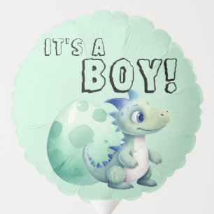 It's a Boy! Cute Dinosaur with Its Egg Baby Shower Balloon