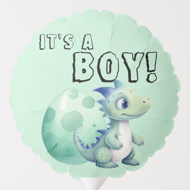 It's a Boy! Cute Dinosaur with Its Egg Baby Shower Balloon (Back)