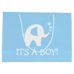 It&#39;s a boy cute elephant baby shower party large large gift bag