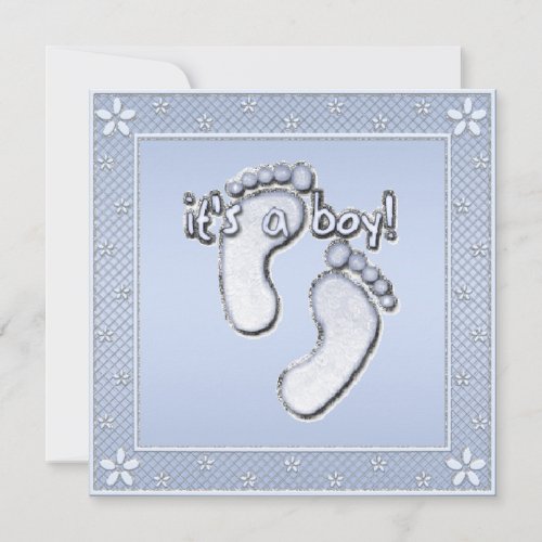 Its a Boy Cute Footprints Blue Baby Shower Invitation