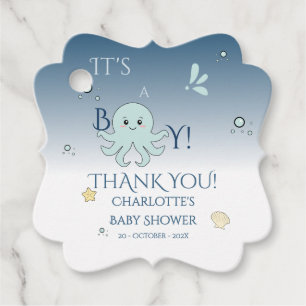 It's A Boy! Cute Ocean Animals Baby Shower Favor Tags