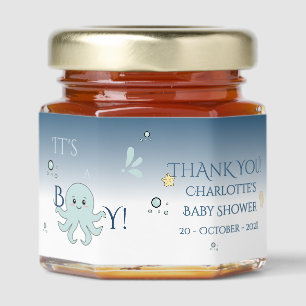 It's A Boy! Cute Ocean Animals Baby Shower Honey Jar Favors