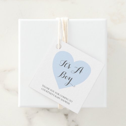 Its A Boy Cute Pastel Blue Heart Baby Shower Favor Tags