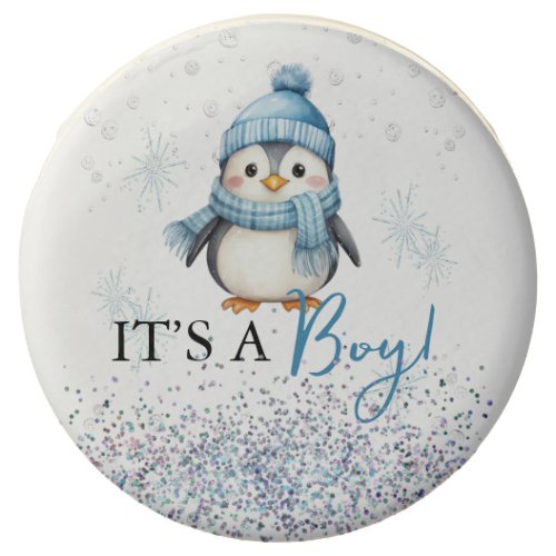 Its a Boy Cute Penguin Winter Baby Shower Chocolate Covered Oreo