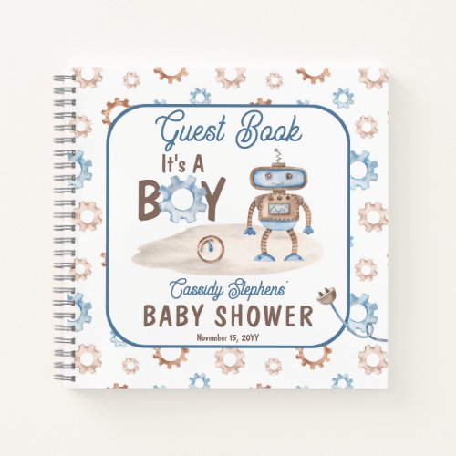 Its A Boy Cute Robot Baby Shower Guest Book