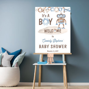 It's A Boy Cute Robot Baby Shower Welcome Foam Board