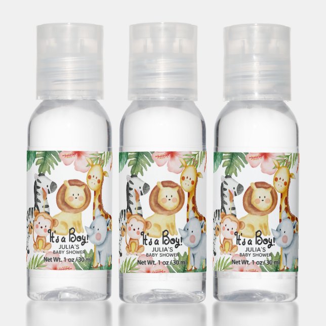 It's a Boy | Cute Safari Animals Baby Shower Hand Sanitizer (Set)
