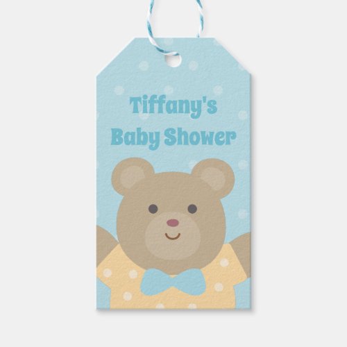 Its a Boy Cute Teddy Bear Cub Elegant Baby Shower Gift Tags