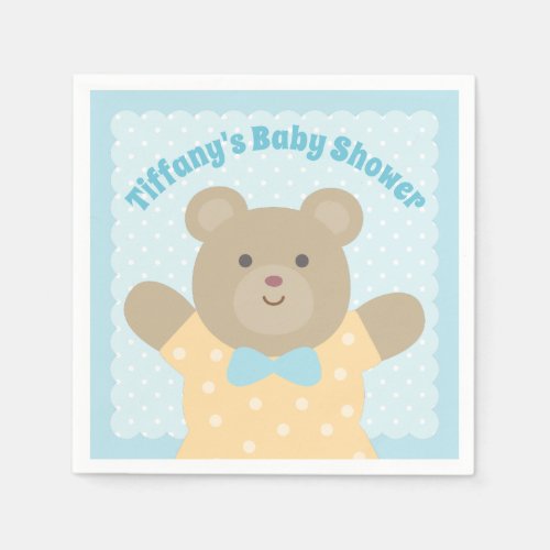 Its a Boy Cute Teddy Bear Cub Elegant Baby Shower Napkins