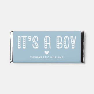 It's a Boy! Cute Typography Blue  Hershey Bar Favors