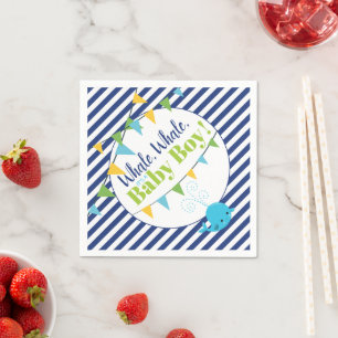 It's A Boy Cute Whale Baby Shower Nautical Stripes Napkins