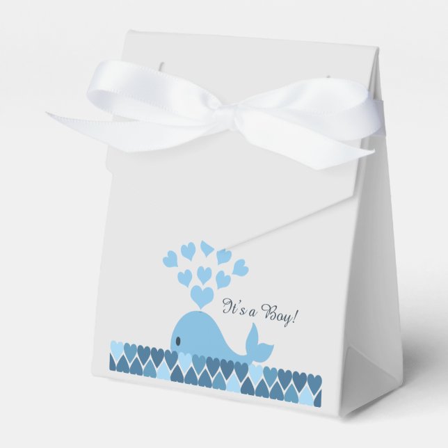 It's A Boy! Cute Whale Favor Boxes (Front Side)