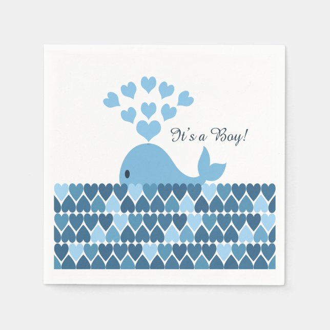 It's A Boy! Cute Whale Napkins (Front)