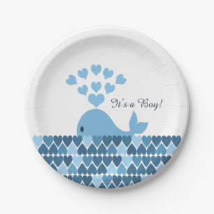 It's A Boy! Cute Whale Paper Plates