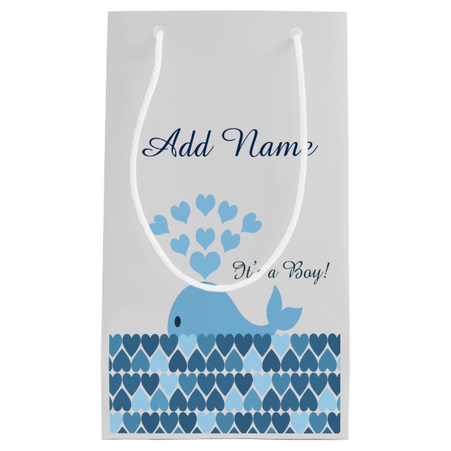 It's A Boy! Cute Whale Small Gift Bag (Front)