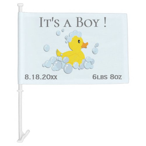 Its a Boy Date and Weight Car Flag