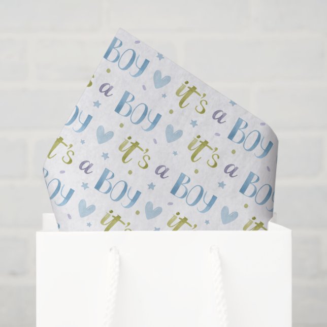 It's a Boy Decoupage Paper, Blue Baby Shower Tissue Paper (Gift Bag)