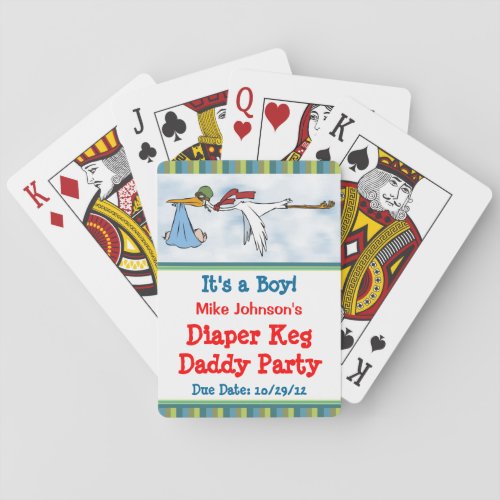 Its a Boy Diaper Keg Personalized Playing Cards