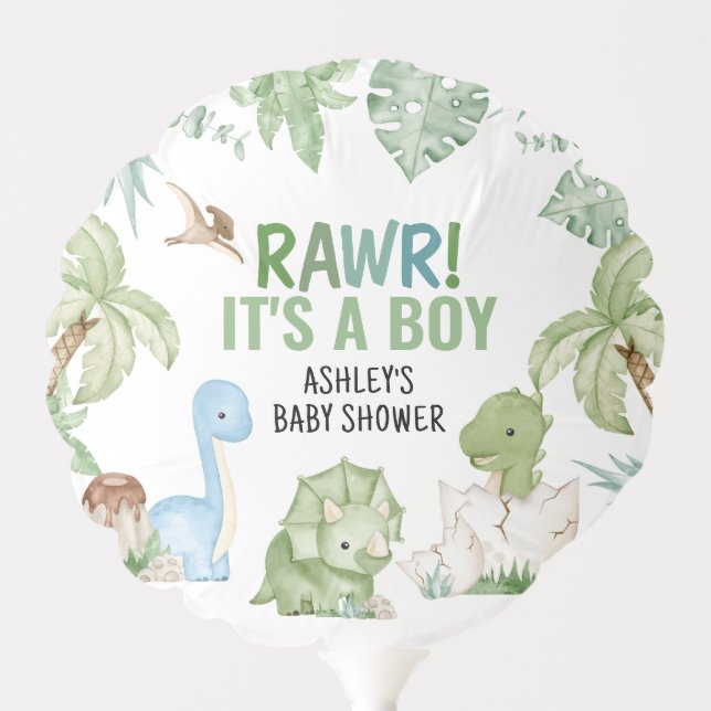 It's A Boy Dinosaur Baby Shower  Balloon (Front)