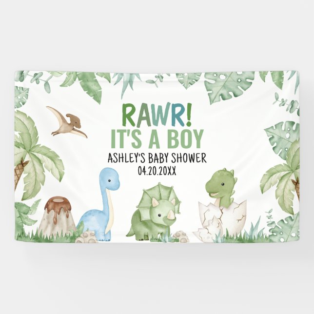 It's A Boy Dinosaur Baby Shower  Banner (Horizontal)