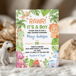 It's A Boy Dinosaur Baby Shower Invitation