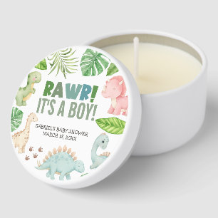 It's a Boy Dinosaur Baby Shower Mini Candle Favors