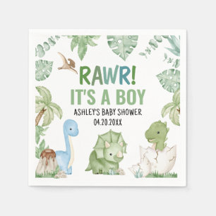 It's A Boy Dinosaur Baby Shower Napkins