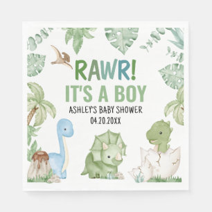 It's A Boy Dinosaur Baby Shower Napkins