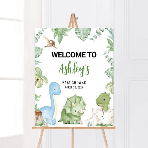 Its A Boy Dinosaur Baby Shower Welcome Poster