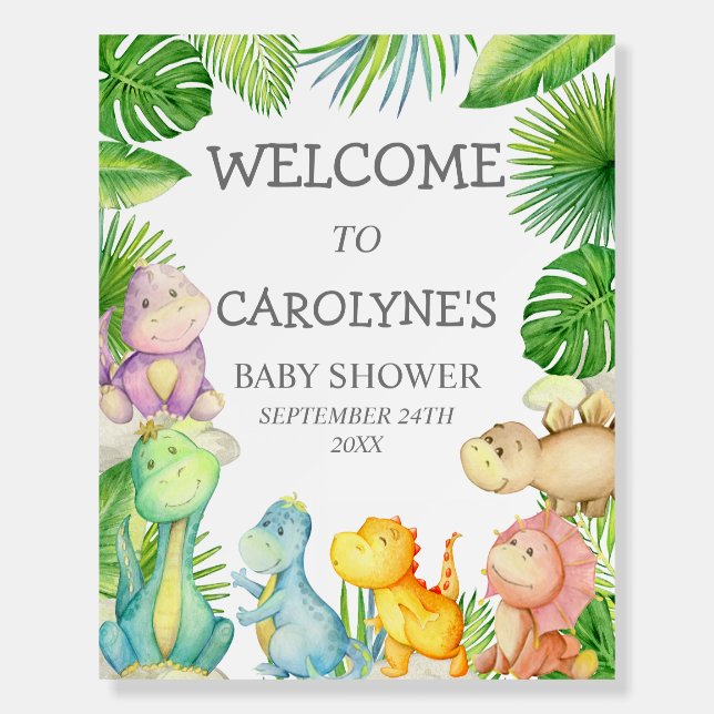 It's a Boy Dinosaur Baby Shower Welcome Sign (Front)