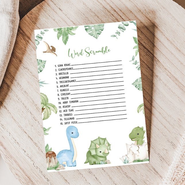 Its A Boy Dinosaur Baby Shower Word Scramble Game (It's A Boy Dinosaur Baby Shower Game)