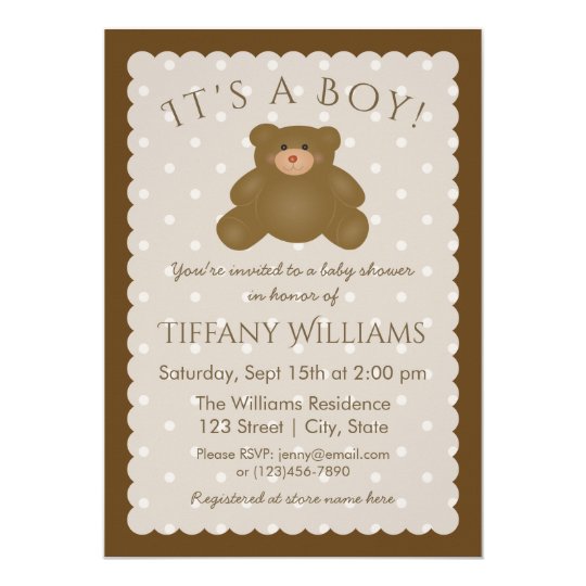 It's a Boy Elegant Grizzly Bear Cub Baby Shower Invitation | Zazzle.com