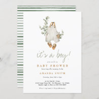 It's a Boy Eucalyptus Boho Minimalist Baby Shower Invitation