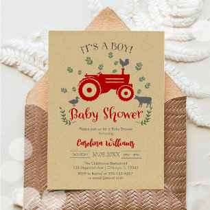 It's A Boy Farm Tractor Baby Shower Invitation