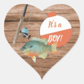Its a Boy Fishing Baby Shower Classic Round Sticker