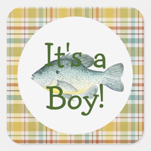 Its a Boy Fishing Baby Shower Sticker