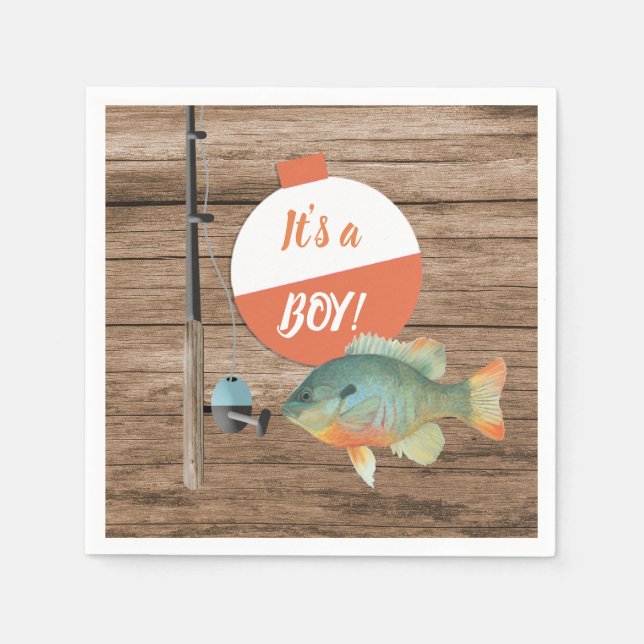 Its a Boy Fishing Theme Baby Shower Napkins (Front)